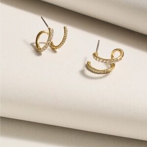 Madewell Demi-Fine Pavé Double Hoop Earrings